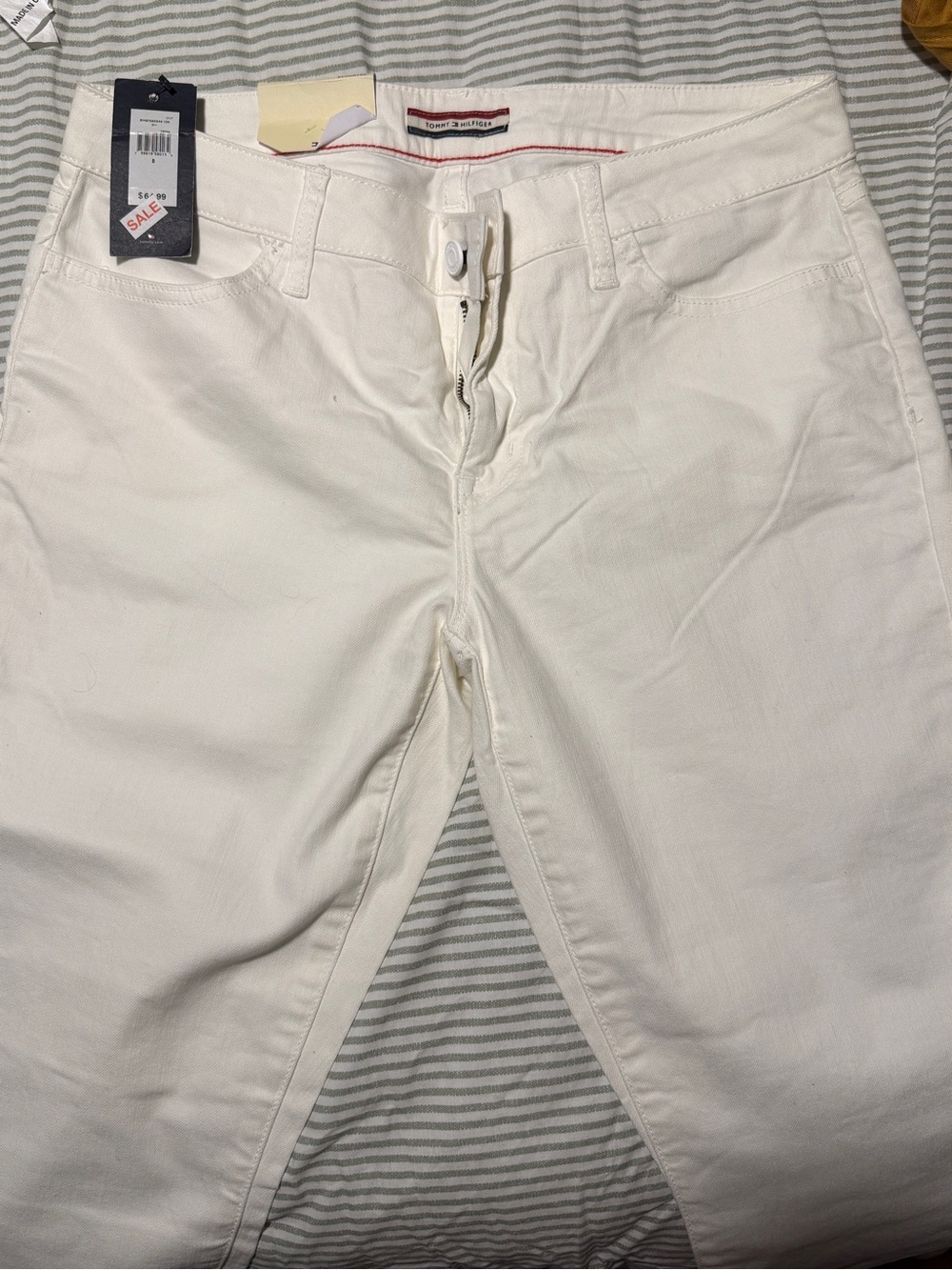 Tommy Hilfiger White Crop Straight-Leg Jeans